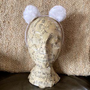 Handcrafted pom pom headband. White on white. New!